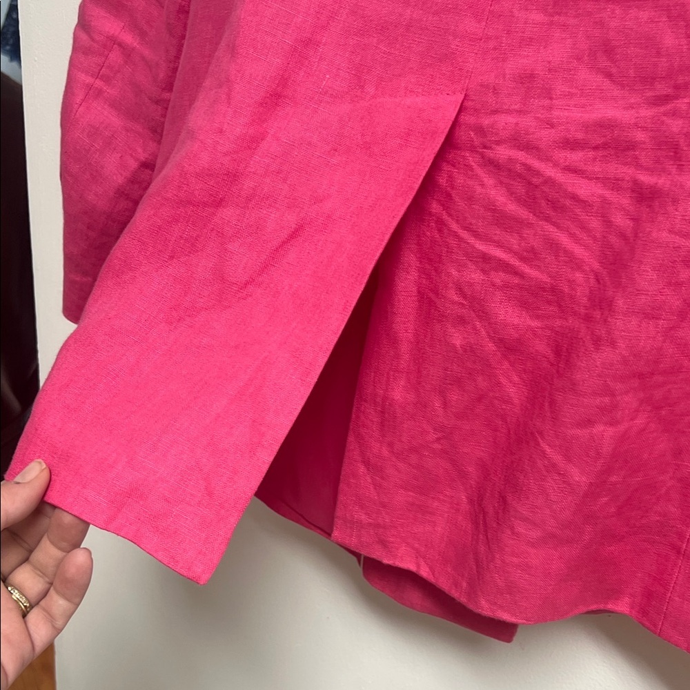 Mango Vibrant Pink Double-Breasted Linen Blazer Small - Picture 6 of 8
